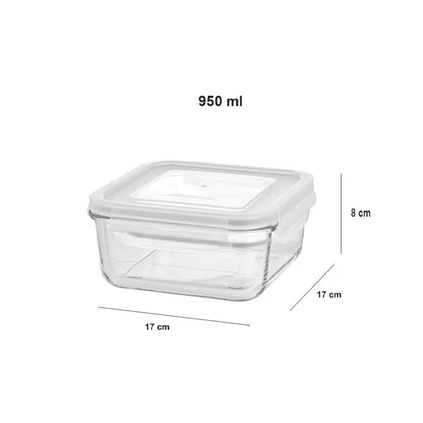 خرید ظرف شیشه ای مربع 950 میلی لیتری لیمون از دوتادی ظرف شیشه ای مربع 950 میلی لیتری لیمون