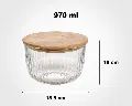 کاسه گرد شیاردار 970 میلی لیتر درب چوبی