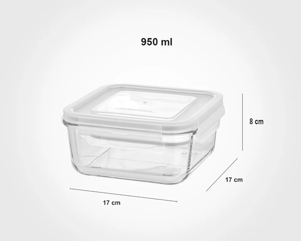ست ظرف شیشه ای 6 پارچه مربع لیمون