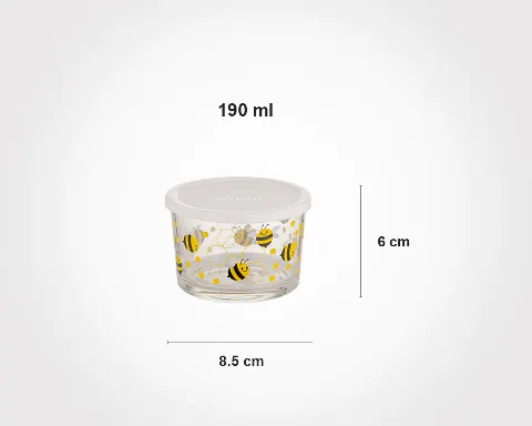 ظرف شیشه ای 190 گرد چاپدار لیمون