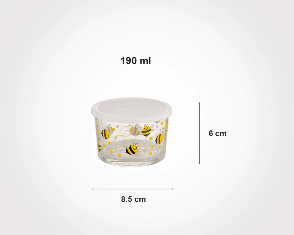 ظرف شیشه ای 190 گرد چاپدار لیمون