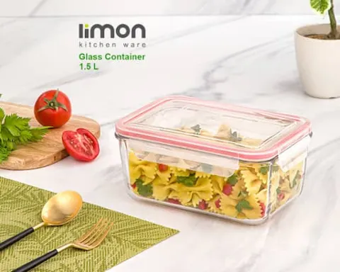 ظرف شیشه ای مستطیل 1.5 لیترلیمون